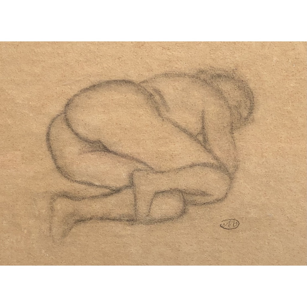 MAILLOL Aristide Nu allongé Fusain sur papier signé certificat d’authenticité | Biron 