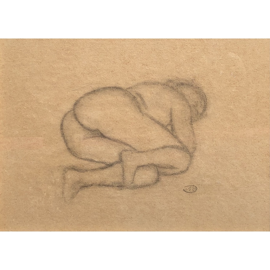 MAILLOL Aristide Nu allongé Fusain sur papier signé certificat d’authenticité | Biron 