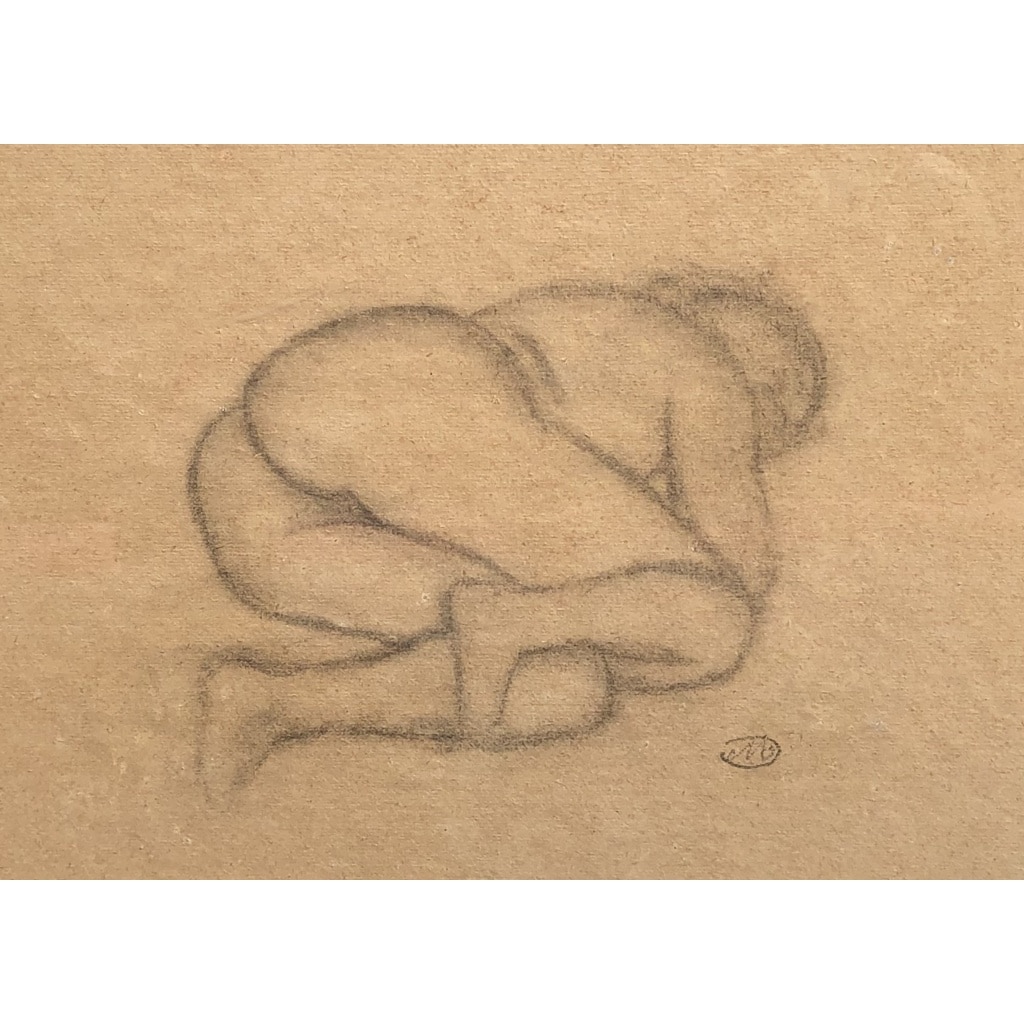 MAILLOL Aristide Nu allongé Fusain sur papier signé certificat d’authenticité | Biron 