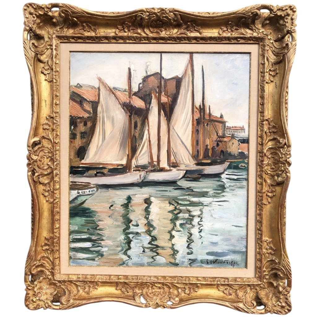 OTHON FRIESZ Emile Les voiles au port de Toulon en 1929 Huile toile signée datée Certificat | Biron 