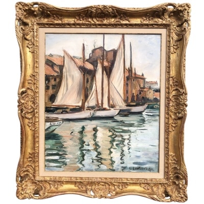 OTHON FRIESZ Emile Les voiles au port de Toulon en 1929 Huile toile signée datée Certificat