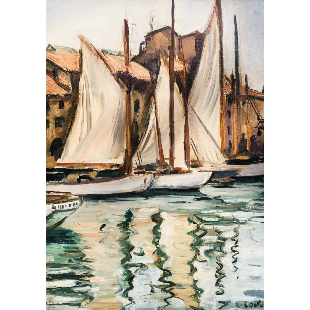 OTHON FRIESZ Emile Les voiles au port de Toulon en 1929 Huile toile signée datée Certificat | Biron 
