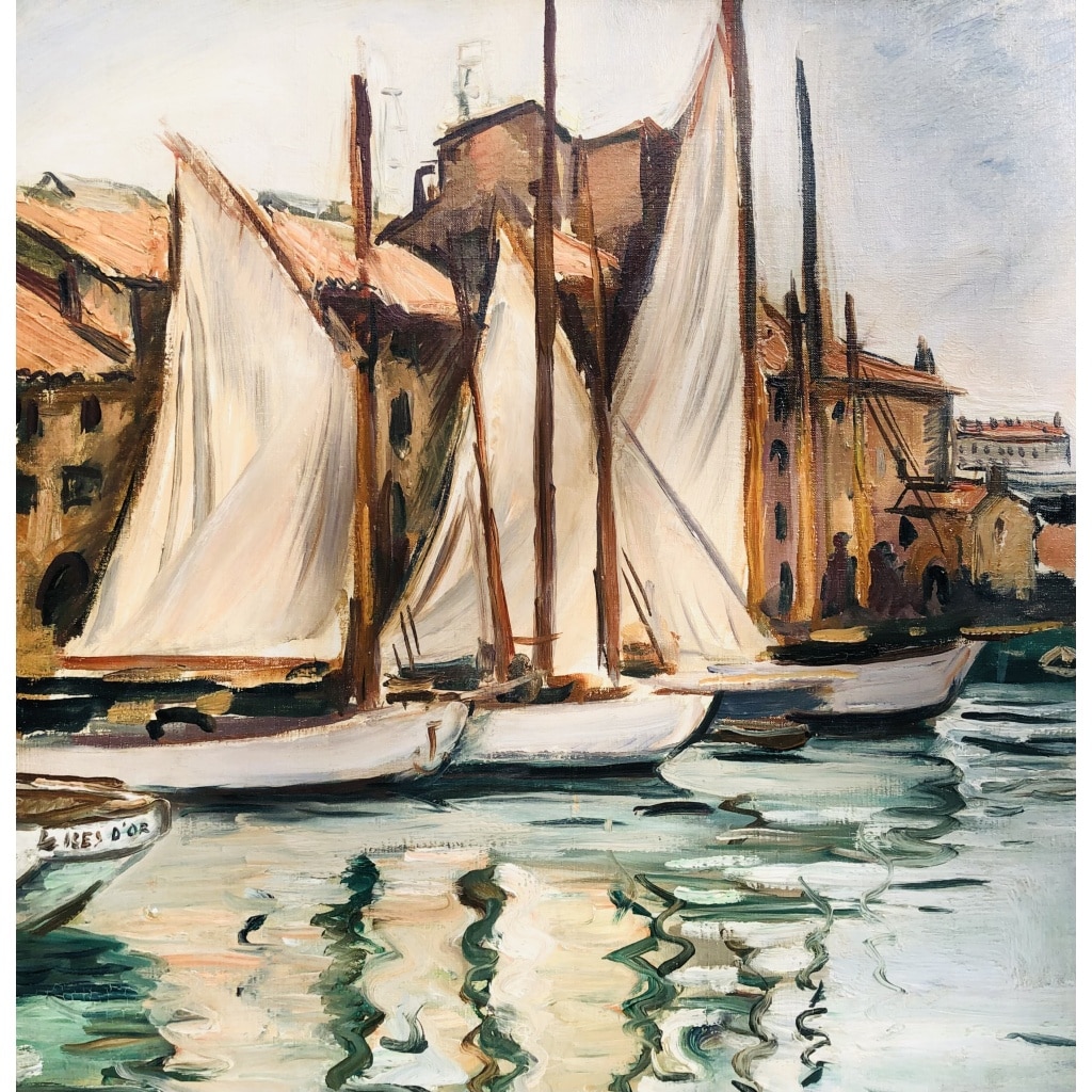 OTHON FRIESZ Emile Les voiles au port de Toulon en 1929 Huile toile signée datée Certificat | Biron 