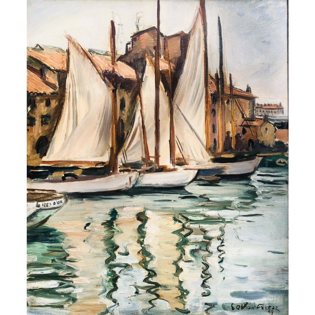 OTHON FRIESZ Emile Les voiles au port de Toulon en 1929 Huile toile signée datée Certificat | Biron 