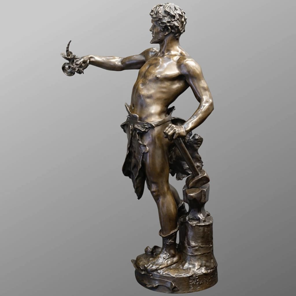 Sculpture – Le Travail , Eugène Marioton (1857-1933) – Bronze 7