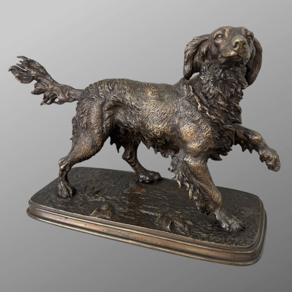 Sculpture – Chien Épagneul À L’ Affût , Ferdinand Pautrot (1832 – 1874) – Bronze 11