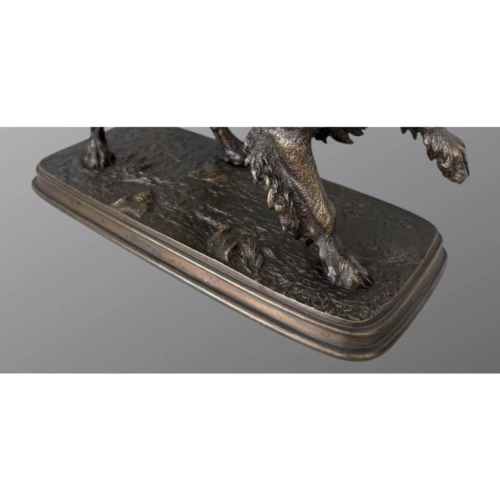 Sculpture – Chien Épagneul À L’ Affût , Ferdinand Pautrot (1832 – 1874) – Bronze 12