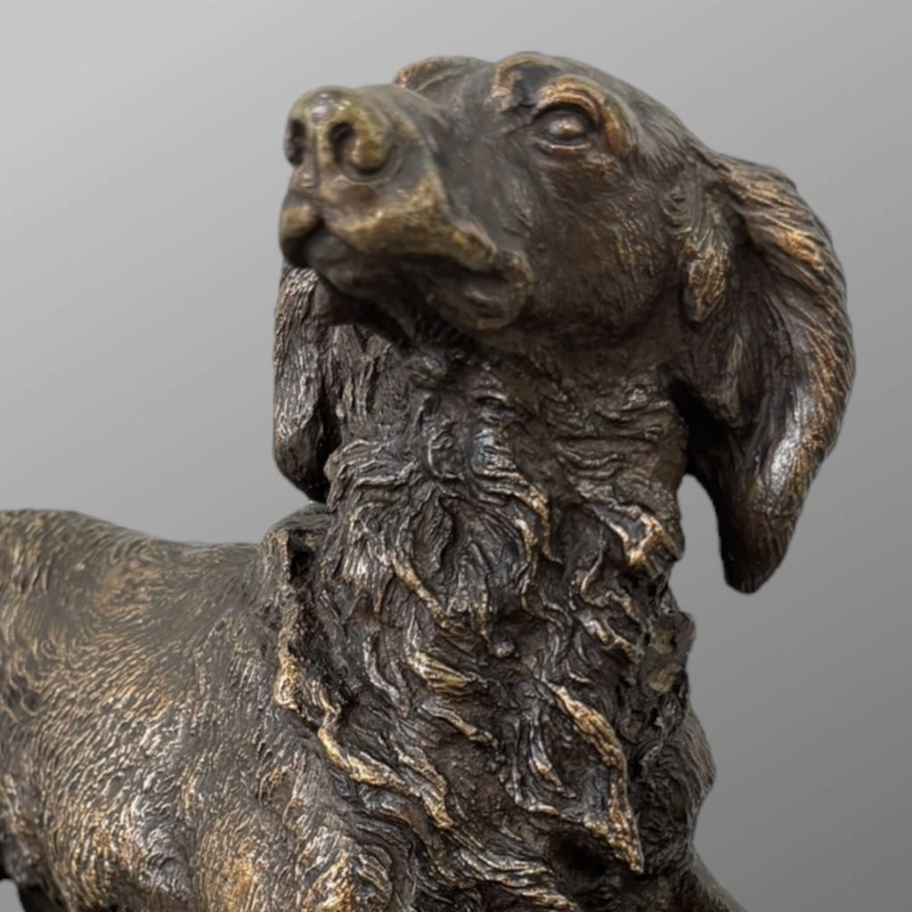 Sculpture – Chien Épagneul À L’ Affût , Ferdinand Pautrot (1832 – 1874) – Bronze 6