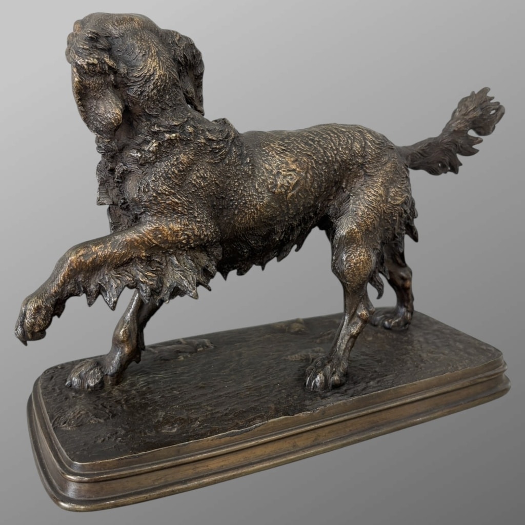 Sculpture – Chien Épagneul À L’ Affût , Ferdinand Pautrot (1832 – 1874) – Bronze 7