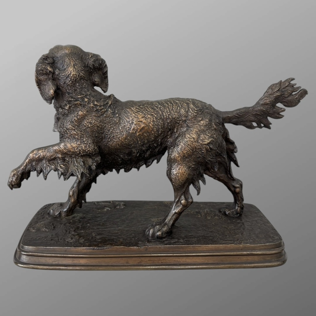 Sculpture – Chien Épagneul À L’ Affût , Ferdinand Pautrot (1832 – 1874) – Bronze 8
