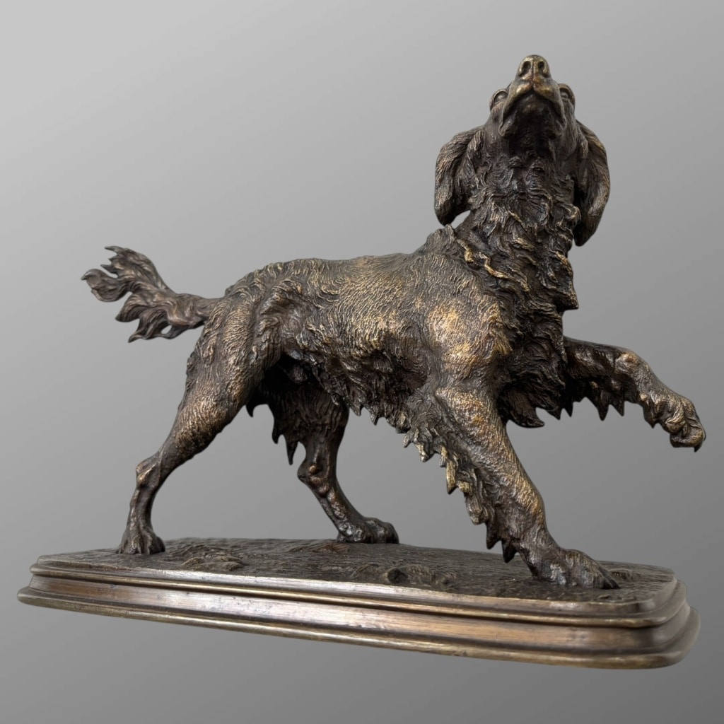 Sculpture – Chien Épagneul À L’ Affût , Ferdinand Pautrot (1832 – 1874) – Bronze 4