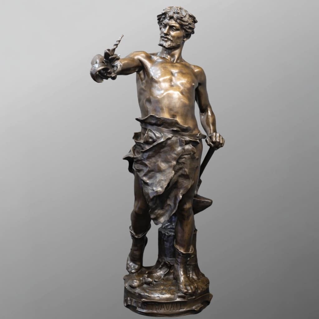 Sculpture – Le Travail , Eugène Marioton (1857-1933) – Bronze 2
