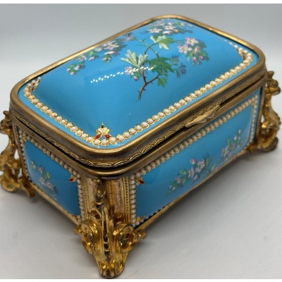 Coffret à Bijoux en bronze doré et émail fin XIXème siècle