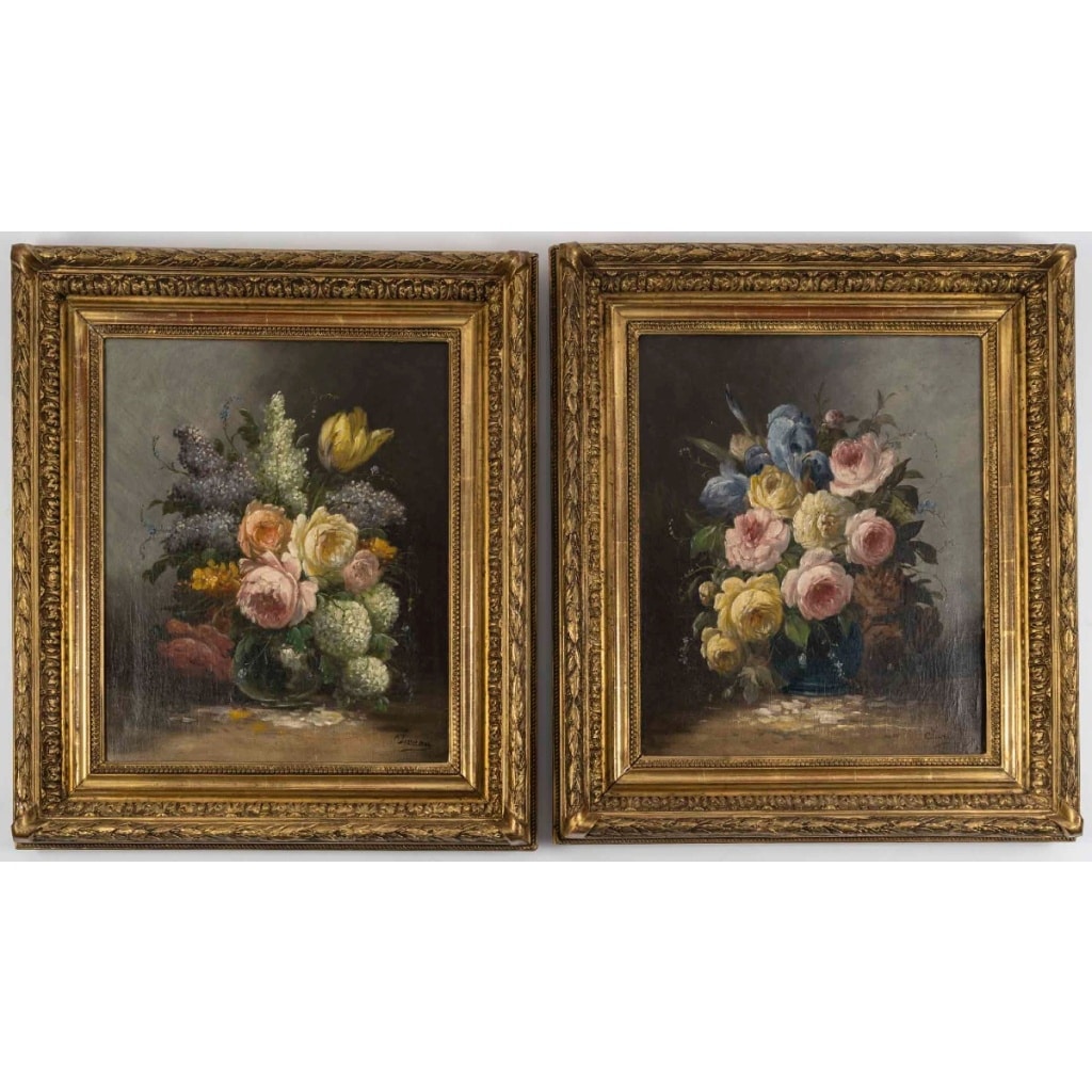 Paire de tableaux fleurs Surian 2