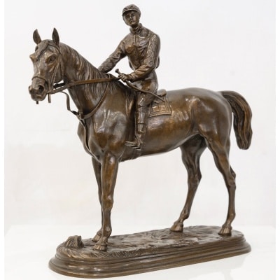 Sculpture - Jockey "Retour Au Pesage" , Jules Moigniez (1835-1894) - Bronze