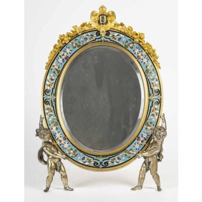 Un Miroir En Bronze Doré Et émail Cloisonné, XIXème Siècle