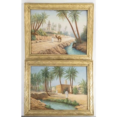 Paire de tableaux orientaliste, époque début XXè siècle