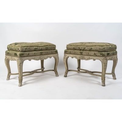 Paire de tabourets de style Régence, d'époque Napoléon III, XIXème.