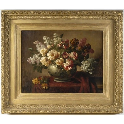 Un Tableau De Fleurs Huile Sur Toile, XIXème Siècle