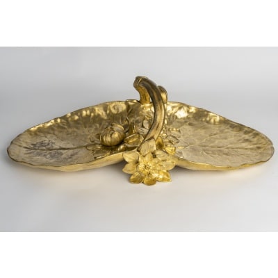 Coupe en bronze doré signée C.R. Vibert – Époque Art Nouveau (vers 1900)