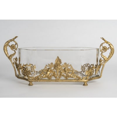 Une coupe-jardinière en cristal et bronze doré, fin XIXème siècle