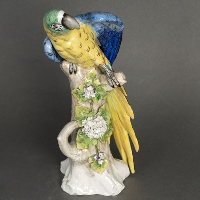 Une sculpture de perroquet. Manufacture saxe, XXème siècle
