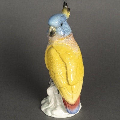 Une sculpture de perroquet en porcelaine, début XXème siècle