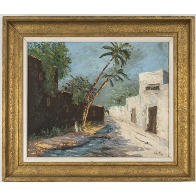 Un tableau orientaliste encadré, début XXème siècle