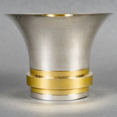 Vase Coupe Art Déco Moderniste argent massif et vermeil de Jean E. PUIFORCAT