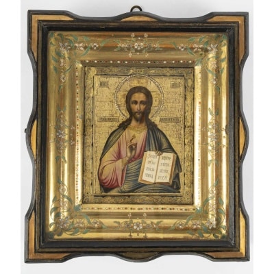Icone représentant le Christ Pantocrator, Russie, XIXème siècle.