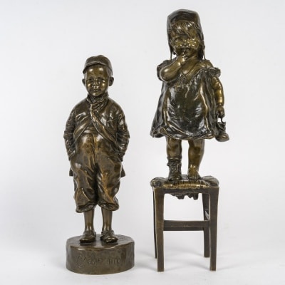 Une Paire De Sculptures Juan Clara En Bronze A Patine Brune, Fin XIXème Siècle