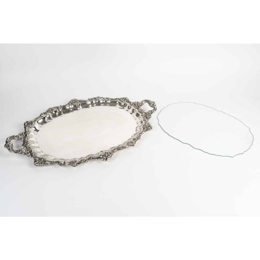 Plateau Vintage en Métal Argenté Alpaca – XIXe Siècle, Décoration et Service (60×41 cm) 5