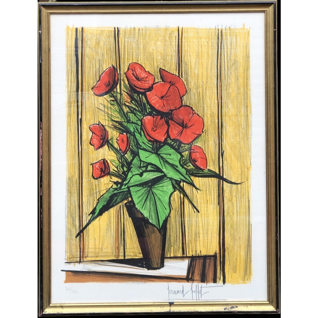 Buffet Bernard Les bégonias 1977 Lithographie Couleurs Justifiée Certificat d’authenticité 5