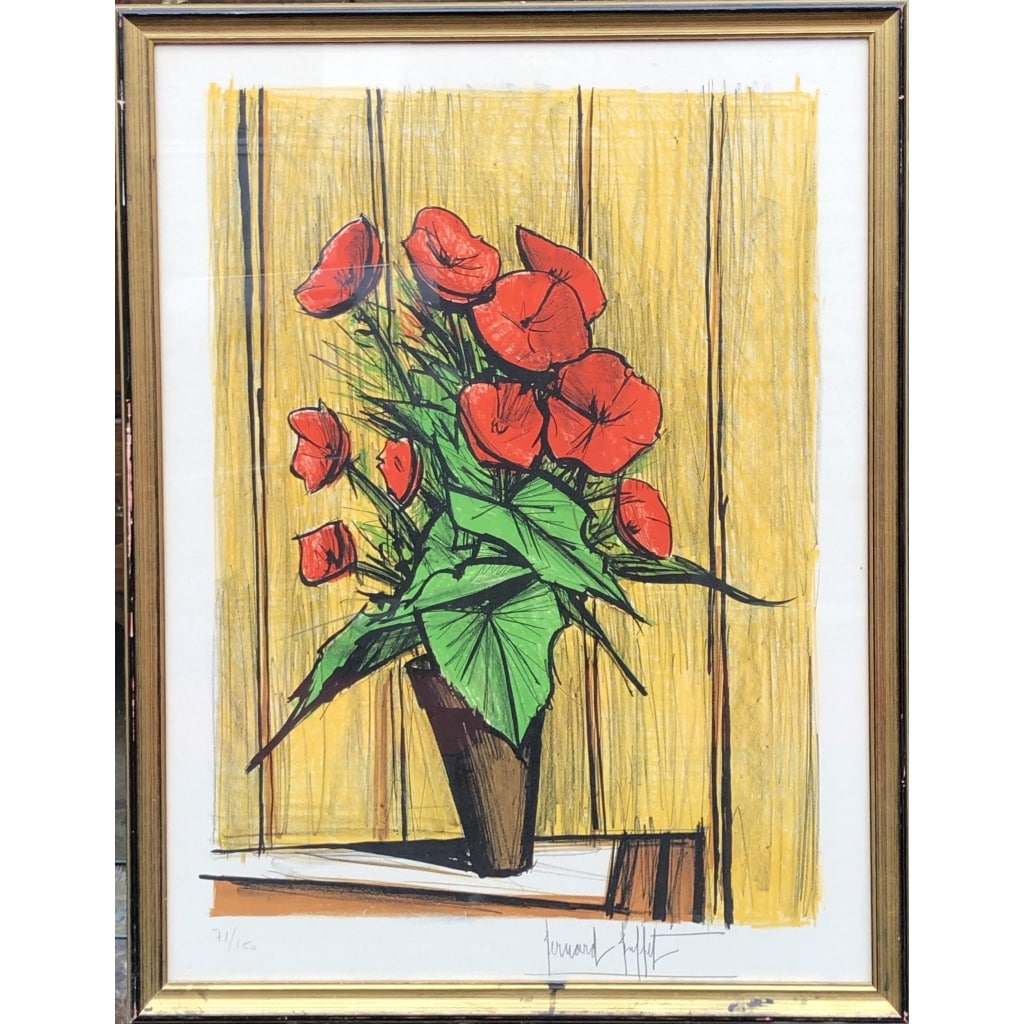 Buffet Bernard Les bégonias 1977 Lithographie Couleurs Justifiée Certificat d’authenticité 7