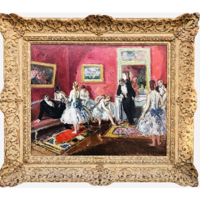 COSSON Marcel Peinture 20è Siècle l'Opéra de Paris Le salon des abonnés Huile Sur Toile Signée Certificat d'authenticité