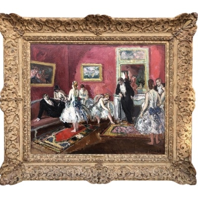 COSSON Marcel Peinture 20è Siècle l'Opéra de Paris Le salon des abonnés Huile Sur Toile Signée Certificat d'authenticité