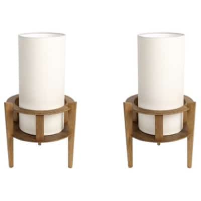 1960 Paire de lampes naturalistes en bois par Maison Roche