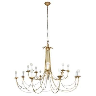 1960 Grand lustre à 16 lumières de la Maison Roche