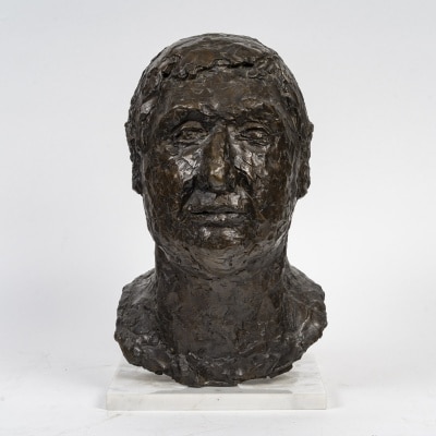 Sculpture d'une tête En Bronze d'Un Homme, Fonderie Landowsky