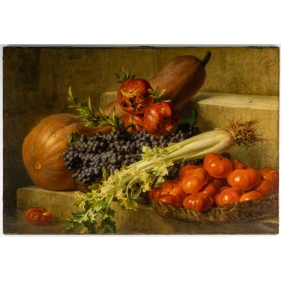 Corpet Charles-Etienne (1831-1903), Huile sur Toile, "Les légumes du jardin", XIXème.