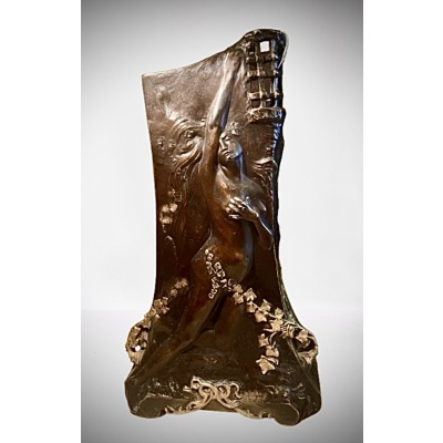 VASE DE GEORGES FLAMAND EN BRONZE DOUBLE PATINE
