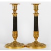 Paire de Bougeoirs d’époque Empire en Bronze Patiné et Doré montés en lampes vers 1810 15