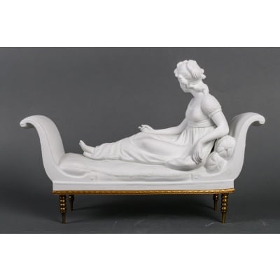 Sculpture Mme Recamier En Biscuit Fin XIXème Siècle
