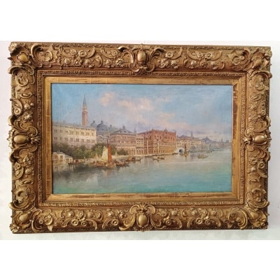 Tableau Vue De Venise Huile Sur Toile Fin XIXème Siècle