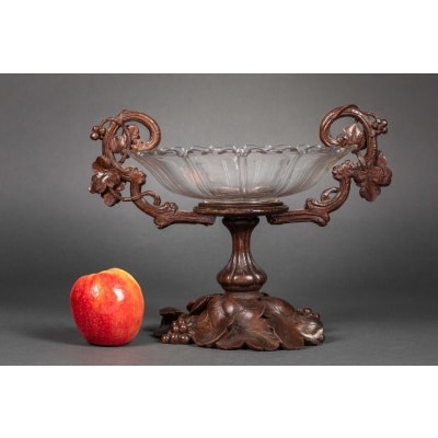 Une Coupe En Cristal Et Bois Sculpté, XIXème Siècle