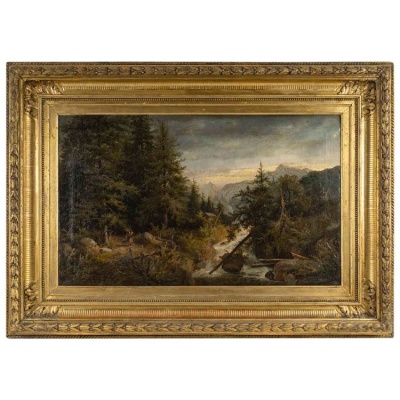 Un tableau huile sur toile sous-bois encadré, fin XIXème siècle