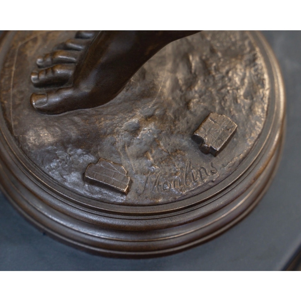 Sculpture – Une Trouvaille à Pompéi , Hippolyte Alexandre Moulin (1832-1884) – Bronze 11