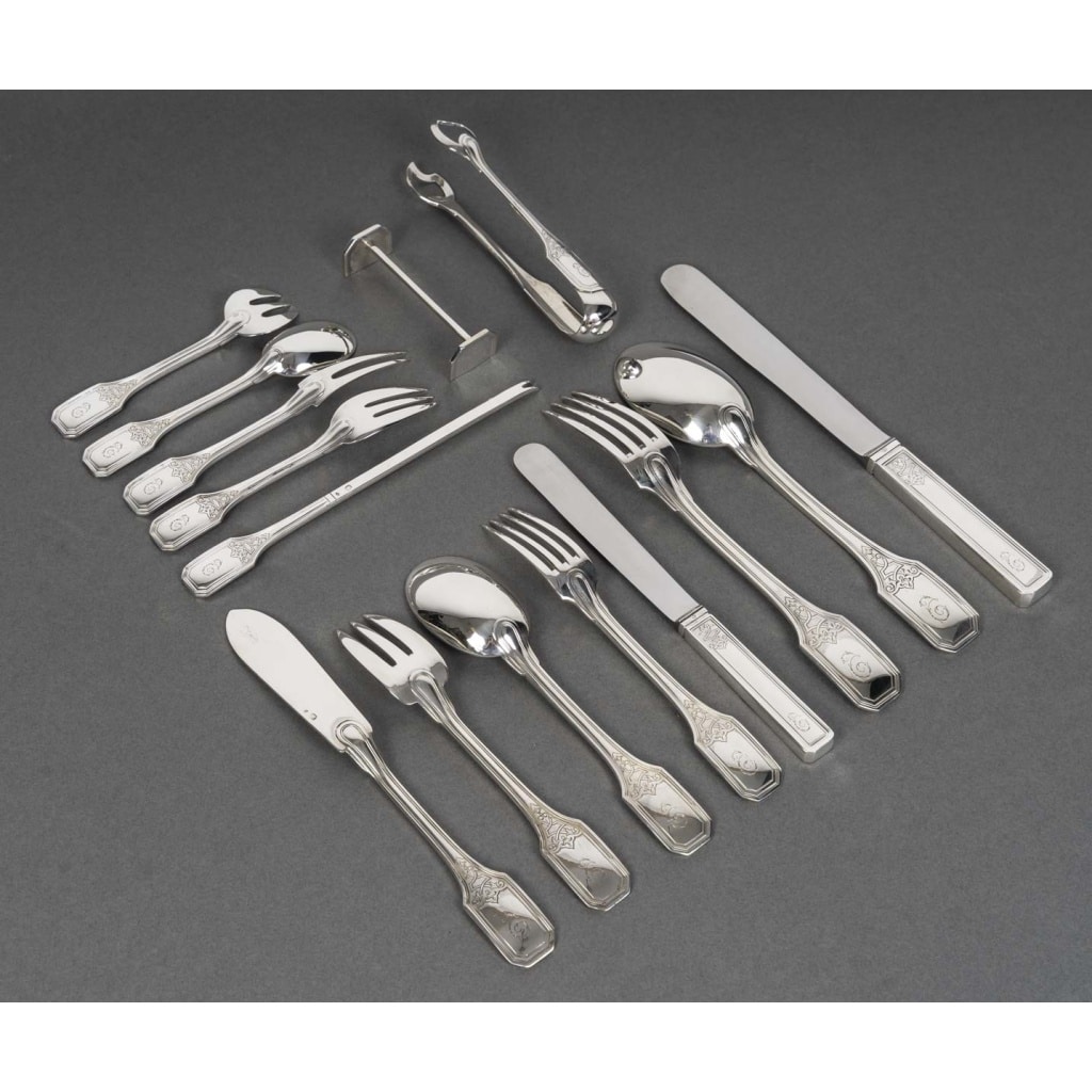 JEAN TETARD – MENAGERE EN ARGENT MASSIF199 PIECES – Epoque 1930 2