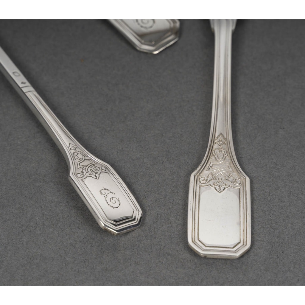 JEAN TETARD – MENAGERE EN ARGENT MASSIF199 PIECES – Epoque 1930 17