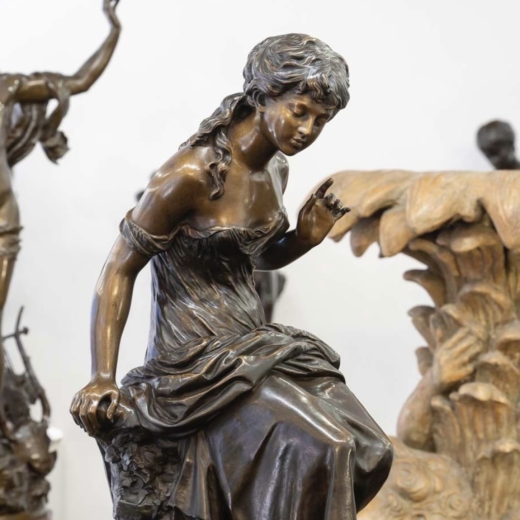 Sculpture – Le Retour Des Hirondelles , Auguste Moreau (1834-1917) – Bronze 6